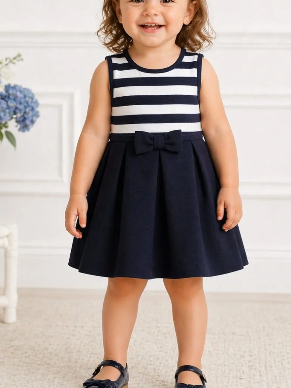 Janie and Jack Girls 2T Parisian Park Party‎ Dress Black White Striped